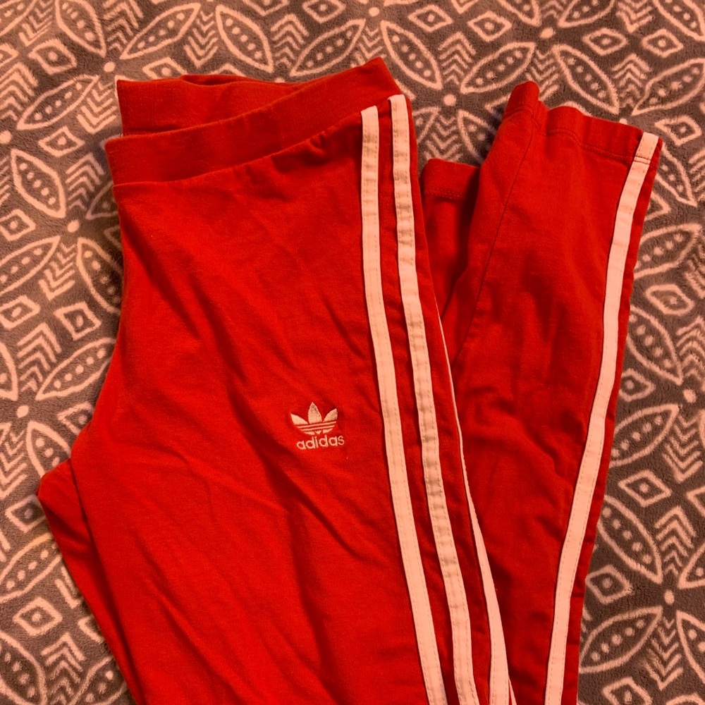 Red adidas leggings